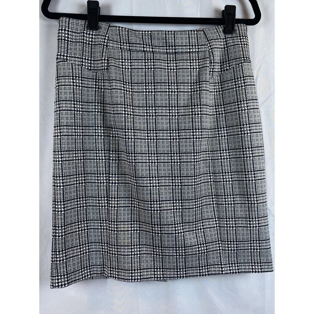 Michael Kors Women's Size Medium Black Gray White Herringbone‎ Pencil Skirt